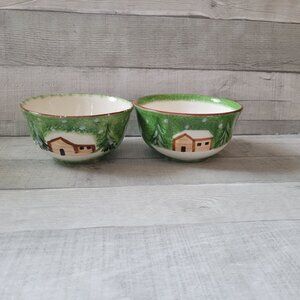 The Cellar Holiday Cabin Ceramic Bowls Set Of 2